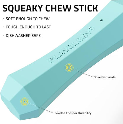 Playology Dog Toys | Durable Squeaky Chew Stick for Dogs | Medium Peanut Butter Scented Toy - Easy to Clean and Made from Non Toxic Materials