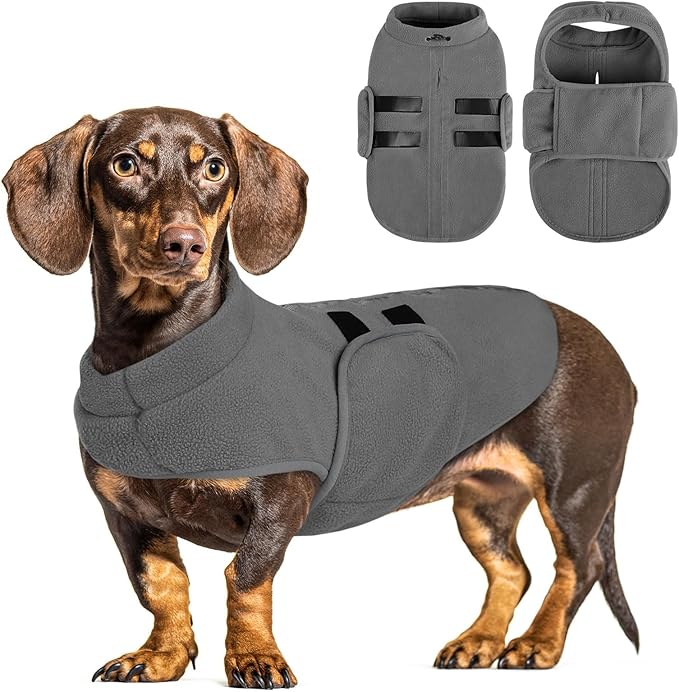 Queenmore XXL Dog Sweaters, Soft Fleece Vest Pullover Dog Jacket with Leash Hole, Warm Winter Dogs Clothes Cold Weather Doggy Dachshund Sweater for Large Dogs Cats Boy or Girl (Grey, XXL)