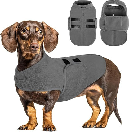 Queenmore XXL Dog Sweaters, Soft Fleece Vest Pullover Dog Jacket with Leash Hole, Warm Winter Dogs Clothes Cold Weather Doggy Dachshund Sweater for Large Dogs Cats Boy or Girl (Grey, XXL)