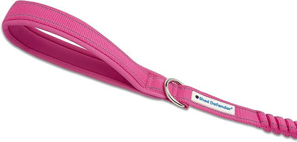 Shed Defender Shock Absorbing Bungee Leash - Three Padded Traffic Handles, Designed in The USA, Stretches 4-7ft, Elastic Dog Leash, Reflective Stitching, Large Dog & Small Breed, Heavy Duty, Pink