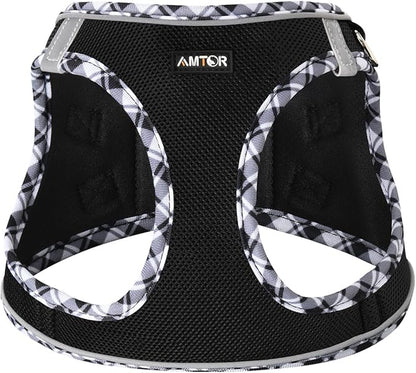 AMTOR Dog Harness with Leash Set,No Pull Adjustable Reflective Step-in Puppy Harness with Padded Vest for Extra-Small/Small Medium Large Dogs and Cats(Blackwhite),XLarge(Chest:19.5''''-23''''