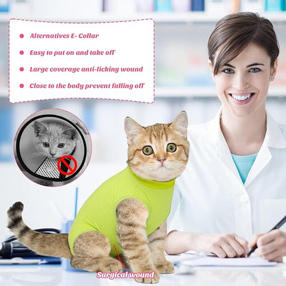 Coppthinktu Cat Recovery Suit for Abdominal Wounds or Skin Diseases, Cat Onesie for Cats After Surgery Female Kitten Recovery Suit, Breathable E-Collar Alternative After Spay Anti Licking ﻿