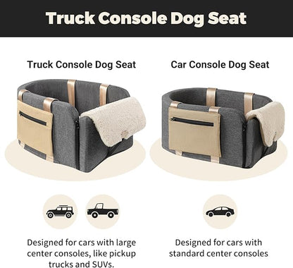 Cathpetic Large Console Dog Car Seat - Truck Dog Booster Seats for Big Console Vehicles Large Space for Dogs UP to 18lbs, Pretty Sturdy Pet Car Seat Designed for Pickup and Trucks