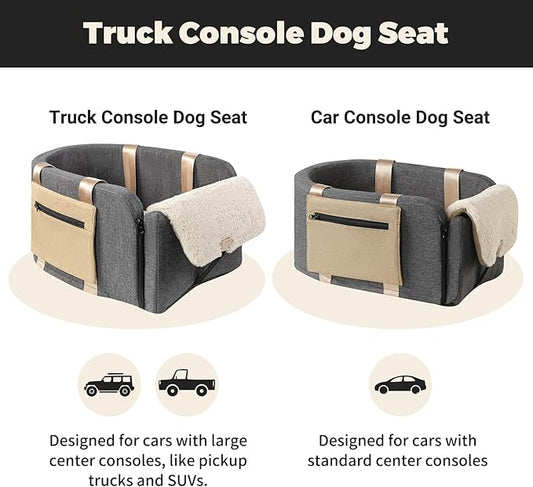 Cathpetic Large Console Dog Car Seat - Truck Dog Booster Seats for Big Console Vehicles Large Space for Dogs UP to 18lbs, Pretty Sturdy Pet Car Seat Designed for Pickup and Trucks