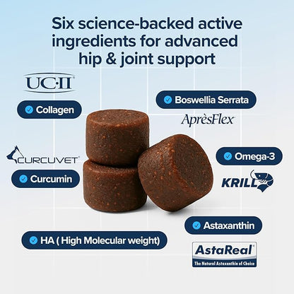 PupFlex+ Hip and Joint Supplement Dogs, Vet Created Soft Chews w/UC-II® Collagen, CurcuVET® & Omega 3 - UC-II Collagen More Effective Than Glucosamine Chondroitin, Dog Joint Supplement (60 ct)