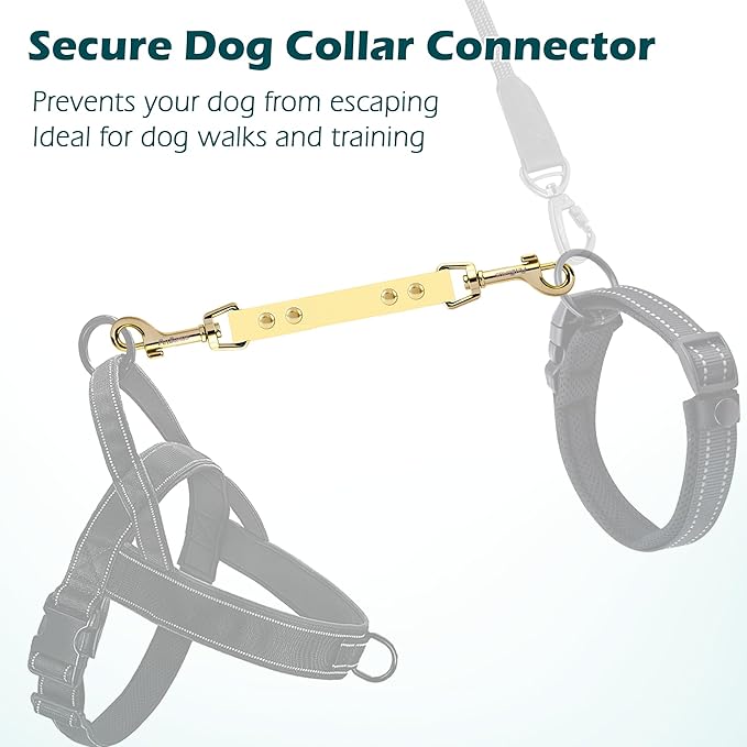 PetBonus Dog Collar Safety Clip, Waterproof Backup Safety Strap for Dog Harness to Prong Collar, Odor Proof Double Ended Clasp Leash Connector for Training Walking (Sand)