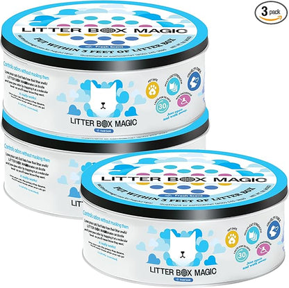 Litter Box Magic Cat Deodorizer Jar (16 Oz, Pack of 3) Fresh Scent - Air Freshener for Pet Smells from Litter Box - Odor Removing Litterbox Gel In A Jar - Odor Eliminator to Freshen Air