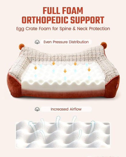 Pawccoli Orthopedic Dog Bed for Extra Large Dogs,Waterproof Supportive Egg Crate Foam Medium Dog Couch, Pet Bed with with Removable Bolsters, Washable Cover Non-Slip Bottom, (43''×32''×8'')
