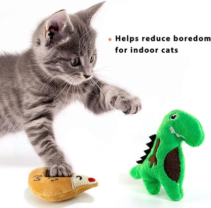 AZOFFYIU Cat Toys, Interactive Cats Toy for Indoor Cats, Soft and Durable Crinkle Sound Catnip Toys, Catnip Filled Mouse Cat Teething Chew Toy (Pack of 6)