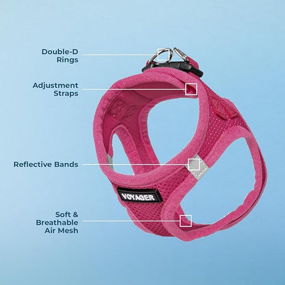 Best Pet Supplies Voyager Step-in Air Harness - All Weather Mesh, Reflective, No Pull Harness for Dogs, Cats - Secure with Hook & Loop Fastener, Buckle, Double D-Rings - Fuchsia, XXXS