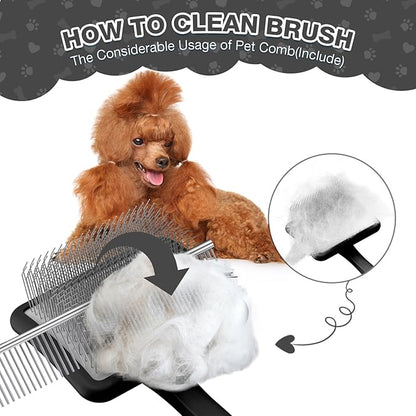 Large Slicker Brush for Dogs,Doodle Brush for Poodles, Goldendoodles, Labradoodle, Extra Long Pins for Detangling Matted Fur & Reducing Shedding, Dog Grooming Kit with Wooden Handle. Black