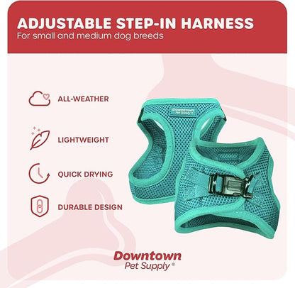 Downtown Pet Supply Step in Dog Harness No Pull, X-Large, Bermuda Blue - Adjustable Harness with Padded Mesh Fabric and Reflective Trim - Buckle Strap Harness for Dogs