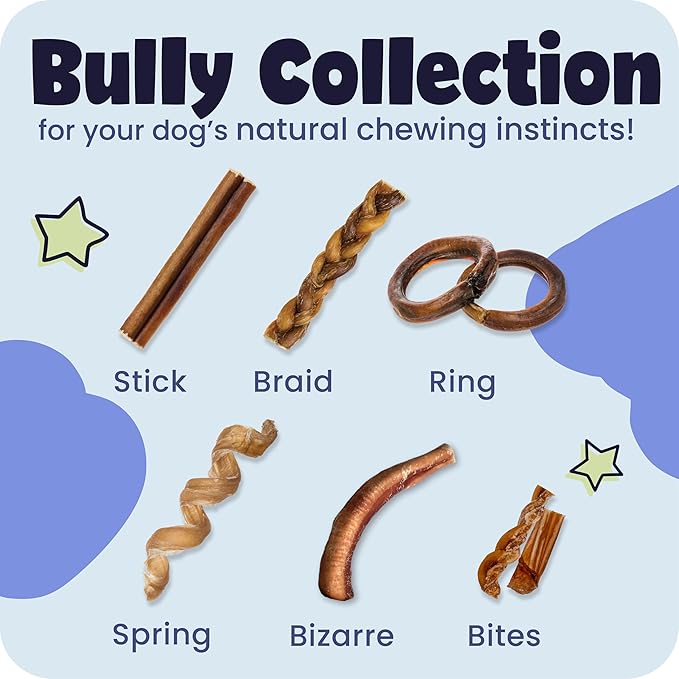 Pawstruck Natural 12” Braided Bully Sticks for Dogs - Tough, Long-Lasting, Rawhide-Free, Low Odor, Healthy Single Ingredient Chew Treat for Aggressive Chewers - 10 Count - Packaging May Vary
