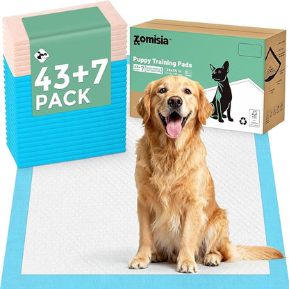 ZOMISIA Health Monitoring Puppy Pee Pads for Dogs 28" x 34" - Extra Large 7 Color Changing Pee Pads with pH Indicator + 43 Dog Potty Training Pad, Odor-Control, Super Absorbent & Leak-Proof, 50 Count