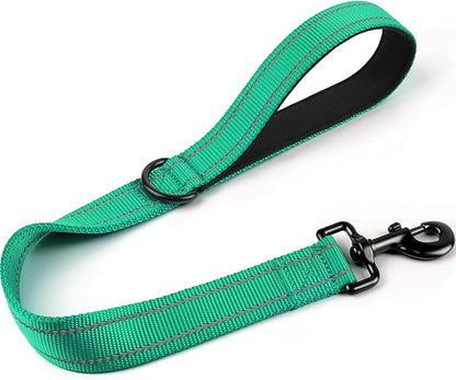 Joytale Strong Short Dog Leash 2FT, 1.2 Inch Wide, Heavy Duty, Padded Handle for Traffic Control, Reflective Leash for Medium and Large Dogs Walking Training, Teal