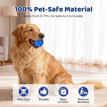 Sankell Interactive Dog Toys Ball - Smart Moving Bouncing Dog Ball with RGB Lights, E-TPU Material, 3 Play Modes Automatic Rolling Dogs Toy for Small Medium Dogs Keep Them Busy(Blue)