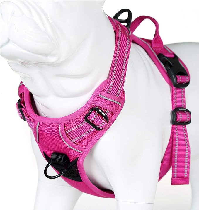 JUXZH Truelove No Pull Dog Harness with Easy Control Handle and 2 Leash Attachments,Reflective Adjustable Pet Vest