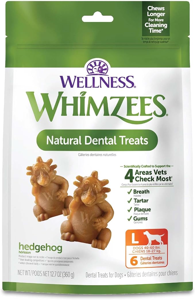 WHIMZEES Wellness Hedgehog Dog Dental Treats, Large Size, (6 Count)