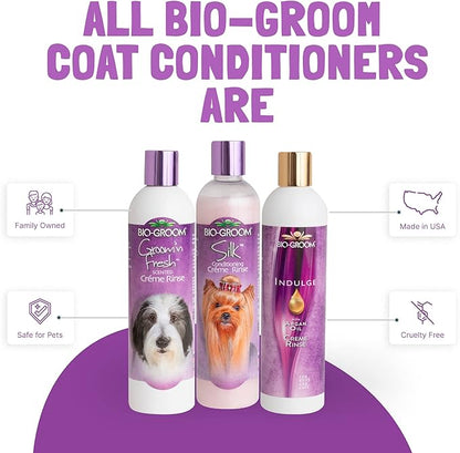 Bio-Groom Dog Shampoo and Conditioner Set - Tearless Shampoo for Dogs, Puppies & Cats, Moisturizing Conditioner for Dry Skin - Silk Conditioning Creme Rinse & Tear Free Shampoo, 12 Fl Oz Each (1 Set)