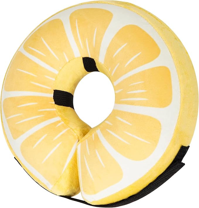 Inflatable Dog Cone Collar for Large Medium Small Dogs, Soft Adjustable Recovery Cone for Dogs Cats,Dog Neck Donut Alternative After Surgery(Lemon,Large