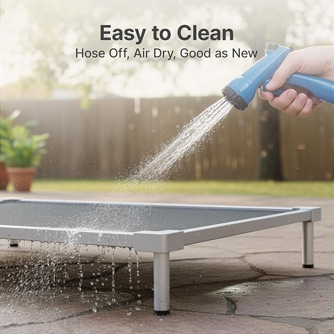 Pronest Elevated Dog Beds Small Sized Dog, Chew Proof Aluminum Alloy Heavy Duty Dog Supplies Cooling Raised Pet Cot Indestructible with Anti-Rust Washable Assembly for Crate Outdoor-32.7"x 24.8" x 7"