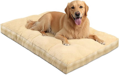 MIHIKK Washable XL Dog Bed for Extra Large Dogs with Anti-Slip Bottom, Premium Foam Pet Pad for Crate for Large Medium Small Sized Puppies, 41" x 27" Light Brown