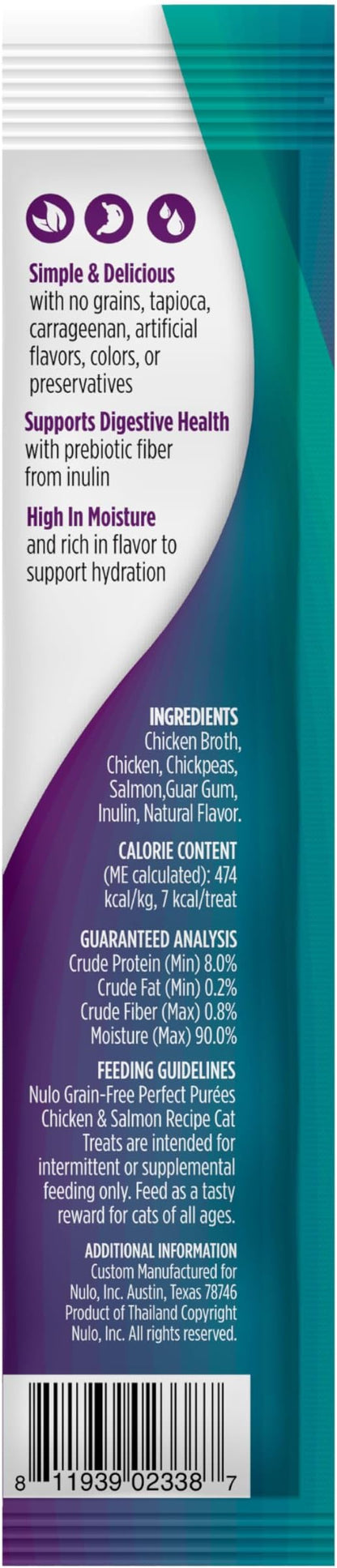 Nulo Freestyle Grain-Free Perfect Purees Premium Wet Cat Treats, Squeezable Meal Topper, High Moisture Content to Support Hydration, 0.5 Ounces in Each Lickable Pouch