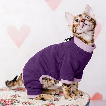 PUMYPOREITY Cat Hair Sticky Shirt – Breathable & Lightweight, Reduces Shedding Fur Pajamas, Prevents Licking Wounds After Surgery, Purple, M