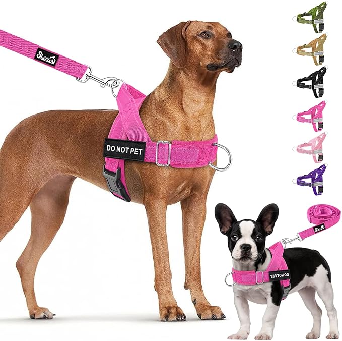 Lukovee No Pull Dog Harness & Leash Set - Heavy Duty Dog Vest Harness with Soft Padded for Medium Large Dogs, Adjustable Reflective Tactical Pet Harness for Easy Walk and Training (XL, FU)