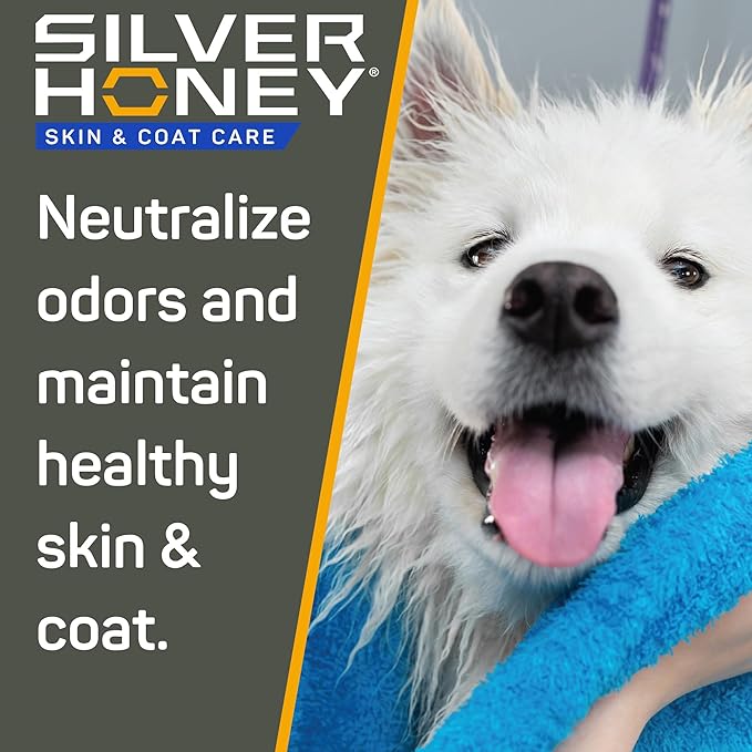 Silver Honey Nourish & Soothe Grooming Combo Pack, 16 fl oz each of Odor Neutralizer Shampoo + Leave-In Conditioner, Dog & Cat Skin & Coat Care, Natural Manuka Honey + MicroSilver BG, Pump Bottles