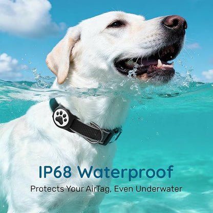 Airtag Dog Collar, IPX8 Waterproof Air Tag Dog Collar Holder | Reflective Ultra-Durable | Soft Padded | Safety Locking Buckle | Fit Miedium Dogs (Black M(12.6"-19.6"))