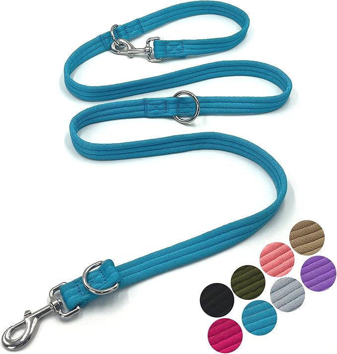 Dog Leash-Multifunctional Double Ended,for Obedience Training Or Distance Work Easy to Use,Lightweight,Soft&Durable Convertible Hands Free,Crossbody,Over Shoulder (Blue, 2M*2.5CM)