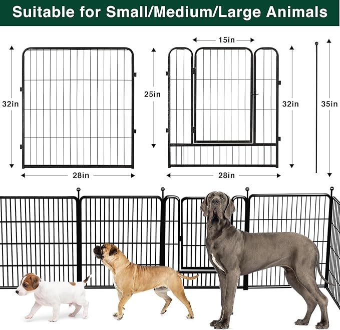 VISCOO Dog Playpen Outdoor, 16 Panels 32" H Dog Pen Indoor, Metal Dog Fence Outdoor, Pet Fence for Large/Medium/Small Dogs, Indoor Puppy PlayPen, Dog Fence Exercise Pen for RV,Camping,Yard