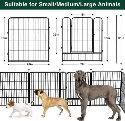 VISCOO Dog Playpen Outdoor, 16 Panels 32" H Dog Pen Indoor, Metal Dog Fence Outdoor, Pet Fence for Large/Medium/Small Dogs, Indoor Puppy PlayPen, Dog Fence Exercise Pen for RV,Camping,Yard