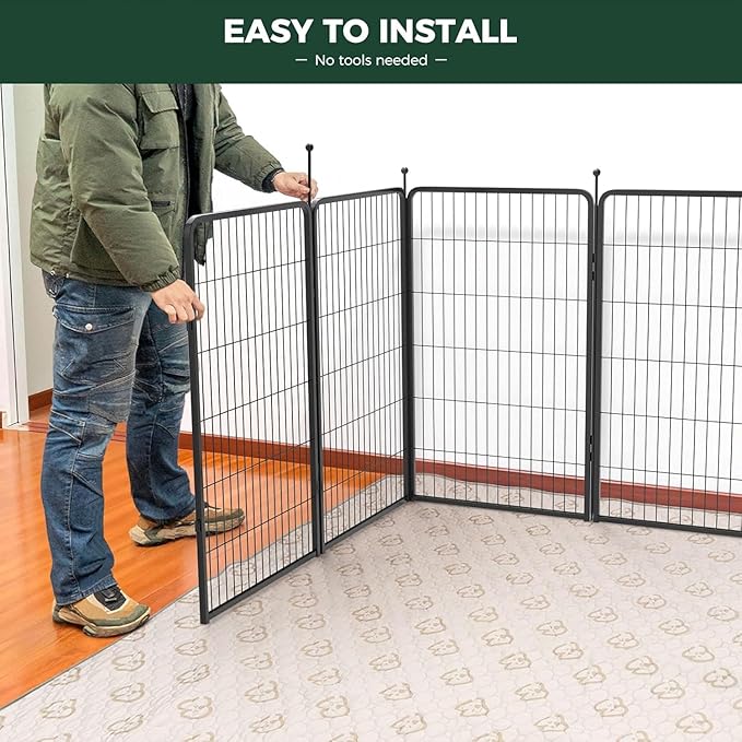FXW Rollick Unleashed Dog Playpen for Indoor, Yard, RV Camping, 45 inch 16 Panels Dog Pen with Connectors (Pack of 2) for Large Dogs│Patented