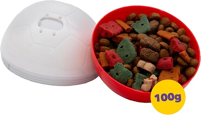 amicus Mini - Crazy Ball - Dog Treat Ball - Interactive Treat Dispensing pet Toys - Pets Enrichment Toys - Pets Toys to Keep Them Busy - Slow Feeder - 100g/3.5 oz - Red/White