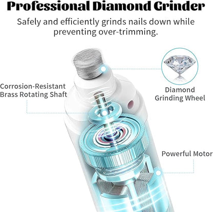 Silent Groom Pro Nail Grinder 2026 Upgraded with 2 LED Light & 3-Speed 2000mah Battery Professional Quiet Painless Paws Grooming & Smoothing for Small Medium Large Dogs and Cats (1+2*Replacement Head)