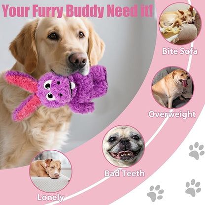 SLIWOWO Donkey Squeaky Dog Toys to Keep Them Busy, Stuffed Plush Girl Dog Toy Birthday Gift Crinkle Pet Puppy Tug Toy for Small Medium Large Dogs (Purple)