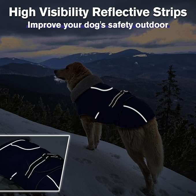 Lelepet Warm Dog Coat Waterproof Dog Jacket for Large Dogs Reflective Fleece Vest with Adjustable Buckle Hook & Loop Windproof Cold Weather Coats for Small Medium Large Dogs, Army Green, XXL