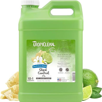 TropiClean Deshedding Dog Conditioner, Professional Conditioner, Reduces Shedding & Softens Coat, Puppy Safe, Lime & Cocoa Butter Scent, 1 Gallon
