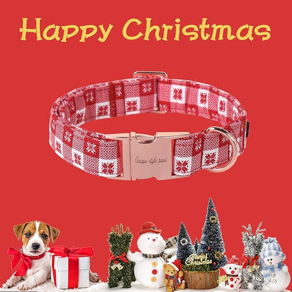 Unique style paws Dog Collar Metal Buckle Collar for Winter Christmas Red Papercut for Small Medium Large Boys Girls Dogs