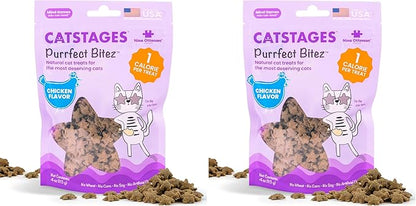 Catstages by Nina Ottosson Purrfect Bitez Natural Crunchy Cat Treats for Puzzles, Toys, Feeders, & Training, USA-Made, Real Chicken Flavor, 4oz (Pack of 2)