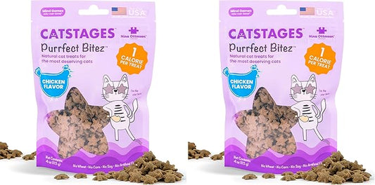 Catstages by Nina Ottosson Purrfect Bitez Natural Crunchy Cat Treats for Puzzles, Toys, Feeders, & Training, USA-Made, Real Chicken Flavor, 4oz (Pack of 2)