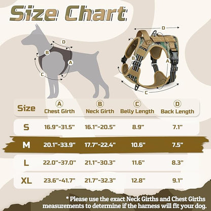 rabbitgoo Tactical Dog Harness Medium Sized Dog, No Pull Military Service Vest with Handle & Molle, Easy Control for Training Walking, Adjustable Reflective Straps, Brown camo, M