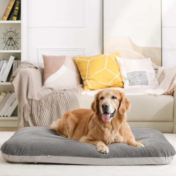 Magic Dog Super Soft Medium Dog Bed, 32 Inches Orthopedic Foam Pet Beds with Anti Slip Bottom, Dog Sleeping Mattress with Removable and Washable Cover, Grey M,32'' X 24'' X 3''