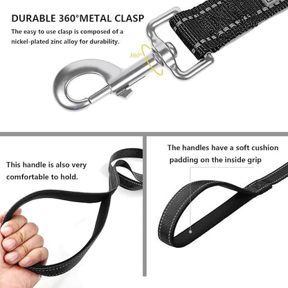 Dog Leash 6 FT Padded Handle Nylon Reflective Dogs Leashes for Small Dogs Black
