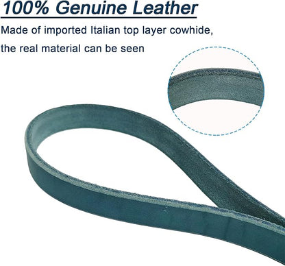 LWBMG Leather Dog Leash 4ft x 3/4 inch, Leather Dog Leash for Large Dogs, Strong Durable Handmade Braided Pet Lead, Soft and Comfortable Pet Training Leashes for Medium Large Dogs Blue