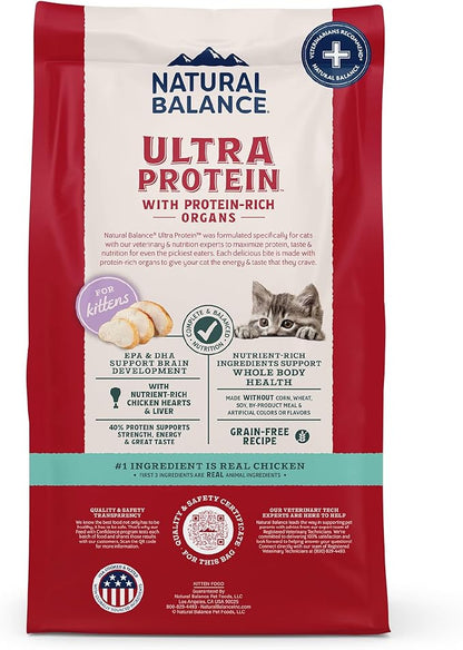 Natural Balance Ultra Protein Kitten Dry Cat Food, Real Chicken & Chicken Meal Recipe with Protein-Rich Organs - 3 lbs.