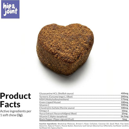 Hip and Joint Supplement for Dogs - with Collagen, Glucosamine for Dogs - Fish Oil - Hip & Joint Support, Ease Inflammation, Antioxidant.
