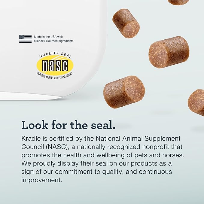 Kradle Hip and Joint Chews for Dogs - Daily Mobility & Joint Health Supplement - Soft Chews with Glucosamine, Chondriotin, MSM, Hyaluronic Acid & Turmeric - 75 Chews